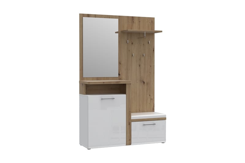 Nessebar Gangmøbelsett 44x129 cm - Hvit/Brun - Møbler - Gangmøbler - Møbelsett til gang & entre
