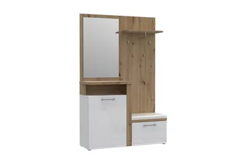Nessebar Gangmøbelsett 44x129 cm - Hvit/Brun - Møbler - Gangmøbler - Møbelsett til gang & entre