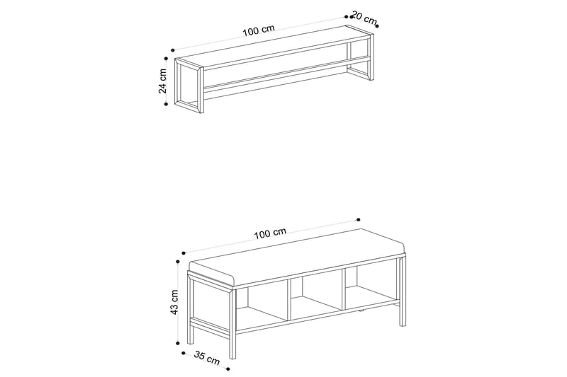 Redeby Hallmøbelsett - Brun - Møbler - Gangmøbler - Møbelsett til gang & entre