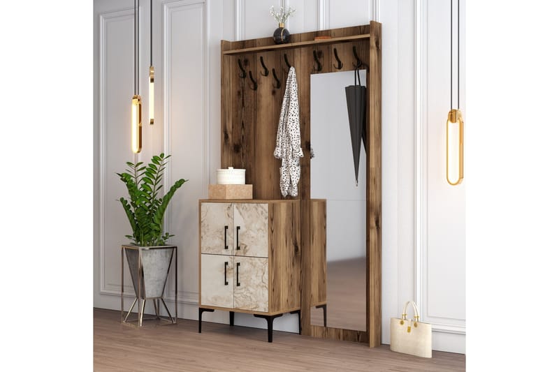 Retzow Gangmøbelsett 120 cm, Brun/Hvit