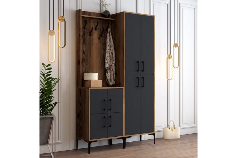 Retzow Gangmøbelsett 120 cm - Mørkebrun/Antrasitt - Møbler - Gangmøbler - Møbelsett til gang & entre