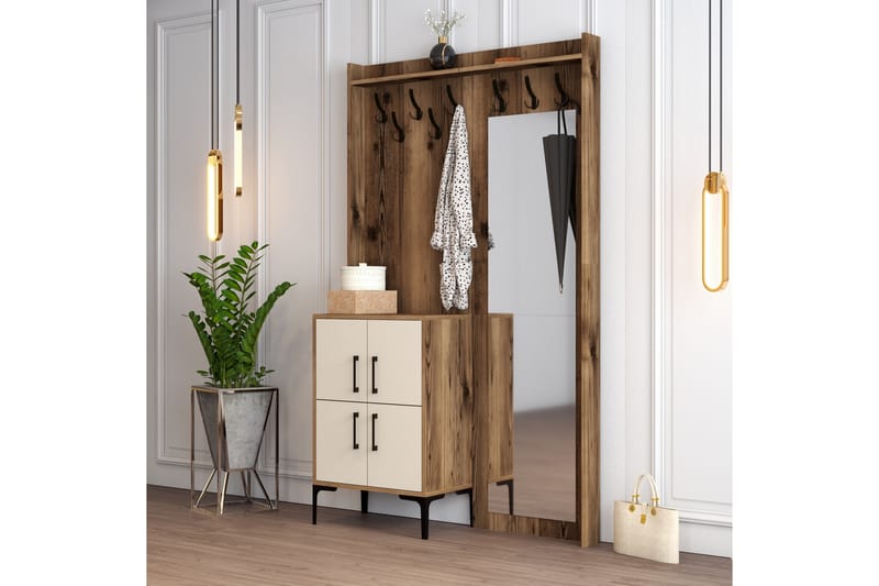 Retzow Gangmøbelsett 120 cm - Mørkebrun/Beige - Møbler - Gangmøbler - Møbelsett til gang & entre