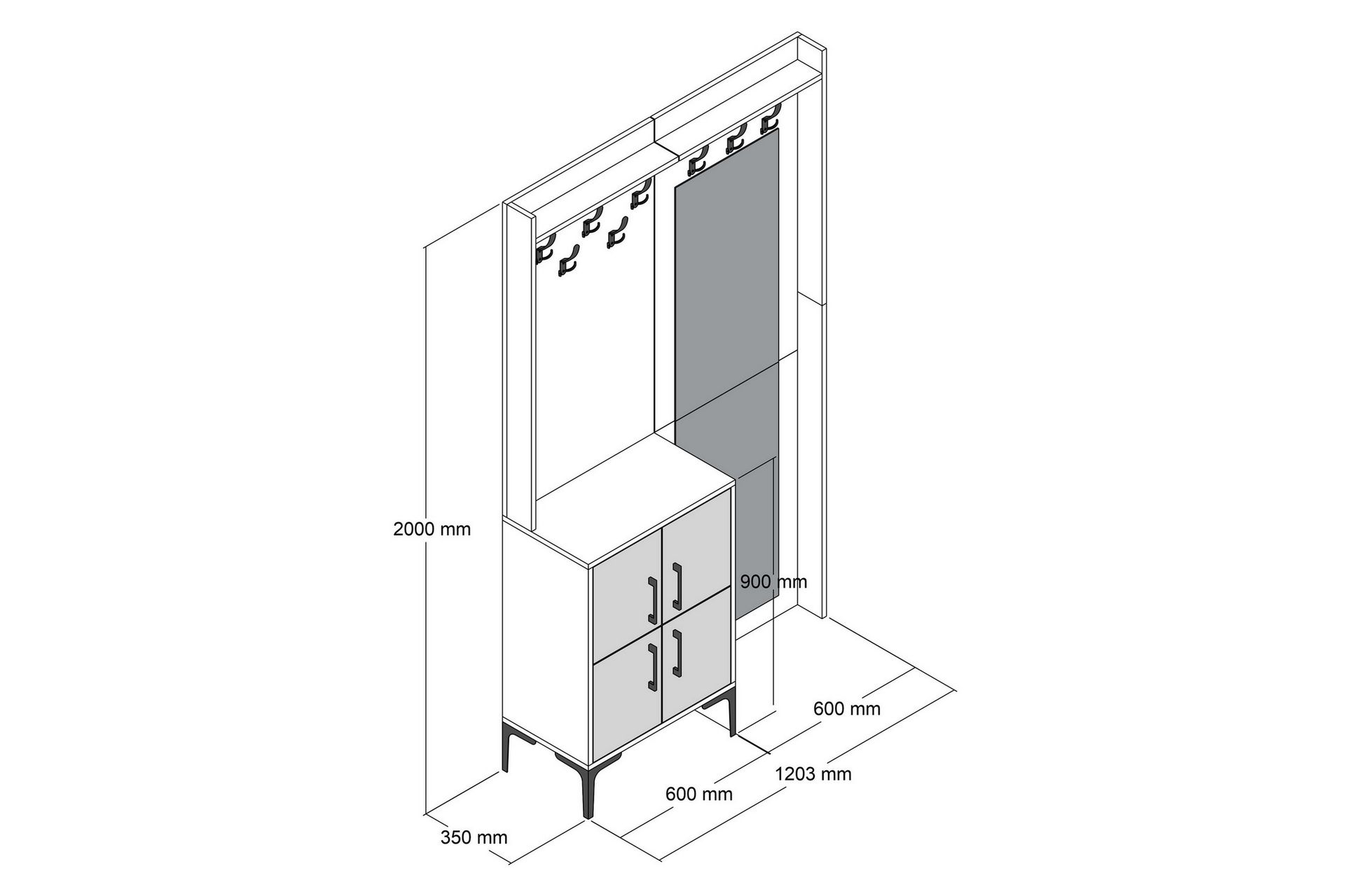 Retzow Gangmøbelsett 120 cm - Mørkebrun/Hvit - Møbler - Gangmøbler - Møbelsett til gang & entre
