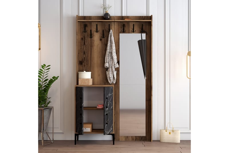 Retzow Gangmøbelsett 120 cm - Mørkebrun/Svart - Møbler - Gangmøbler - Møbelsett til gang & entre