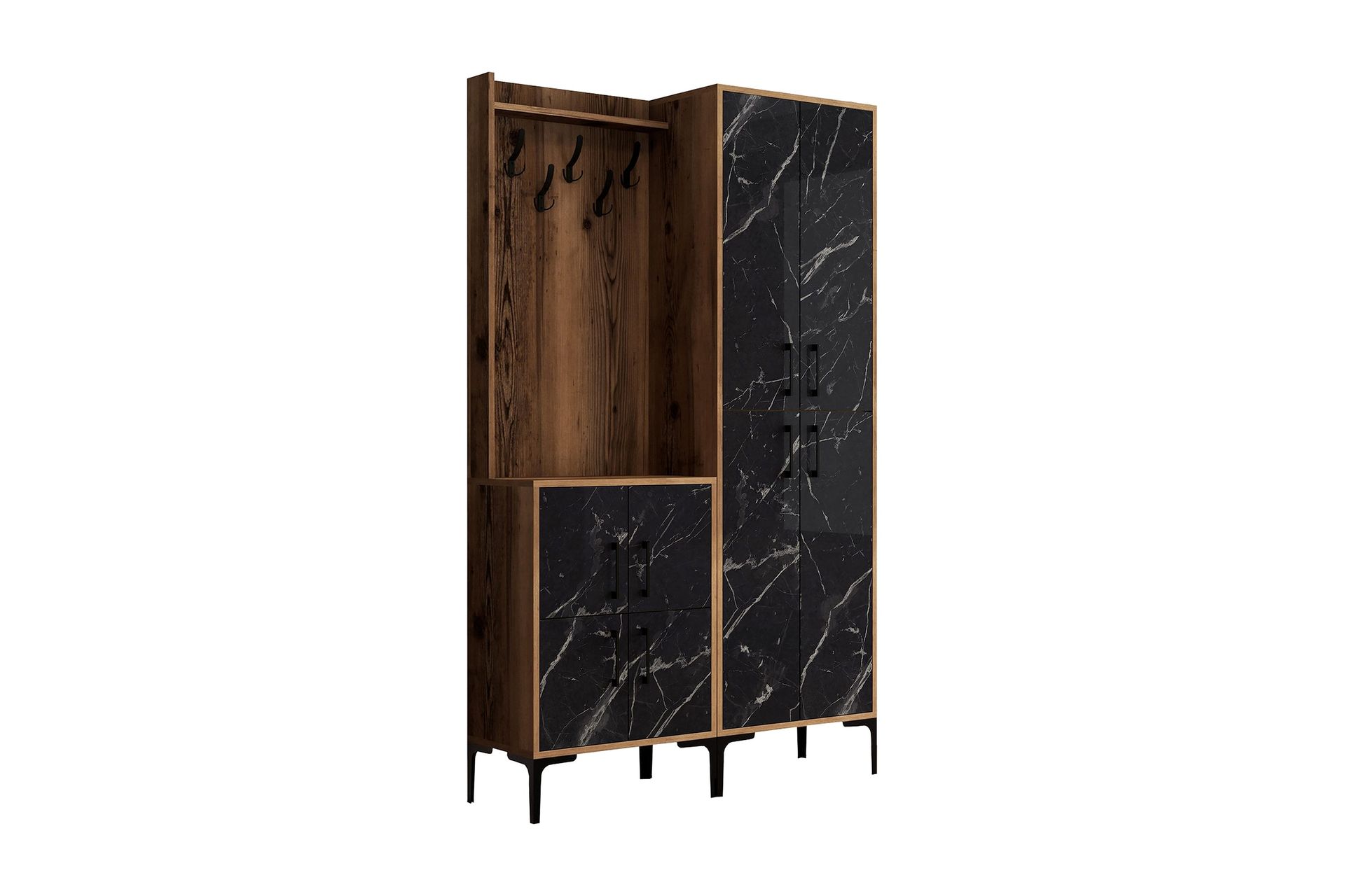 Retzow Gangmøbelsett 120 cm - Mørkebrun/Svart