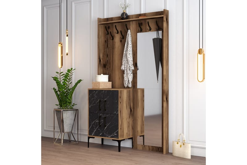 Retzow Gangmøbelsett 120 cm - Mørkebrun/Svart - Møbler - Gangmøbler - Møbelsett til gang & entre