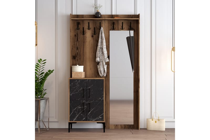 Retzow Gangmøbelsett 120 cm - Mørkebrun/Svart - Møbler - Gangmøbler - Møbelsett til gang & entre