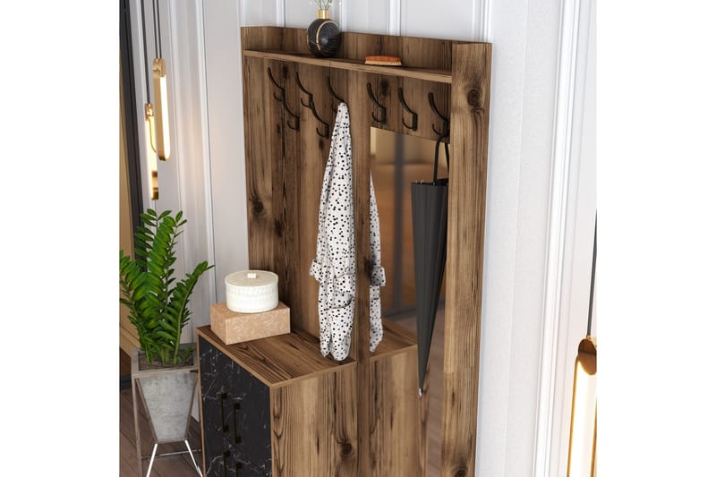 Retzow Gangmøbelsett 120 cm - Mørkebrun/Svart - Møbler - Gangmøbler - Møbelsett til gang & entre