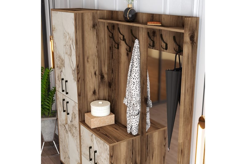 Retzow Gangmøbelsett 180 cm - Brun/Hvit - Møbler - Gangmøbler - Møbelsett til gang & entre