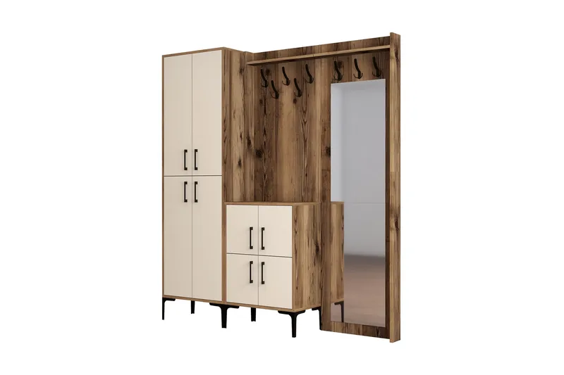 Retzow Gangmøbelsett 180 cm, Mørkebrun/Beige