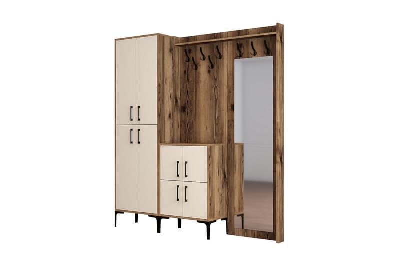 Retzow Gangmøbelsett 180 cm - Mørkebrun/Beige - Møbler - Gangmøbler - Møbelsett til gang & entre
