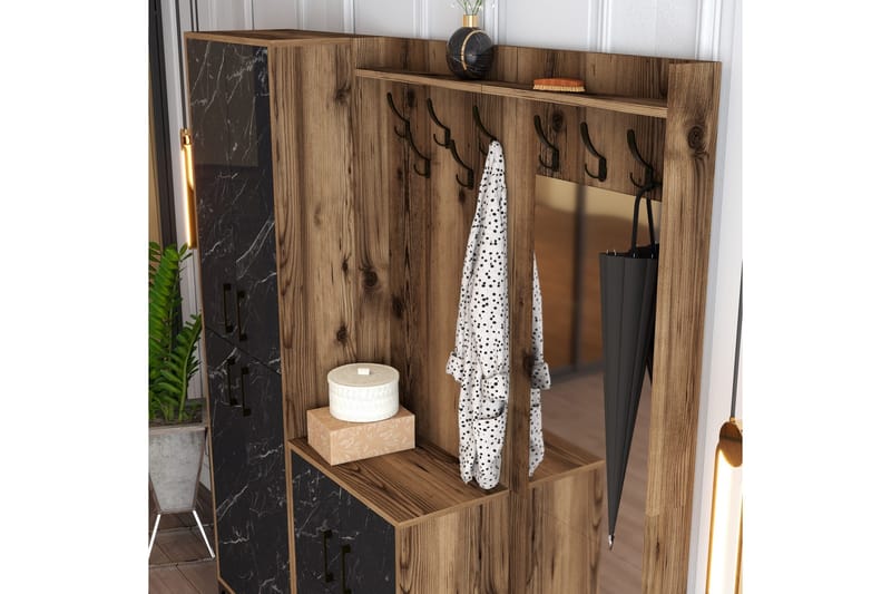 Retzow Gangmøbelsett 180 cm - Mørkebrun/Svart - Møbler - Gangmøbler - Møbelsett til gang & entre