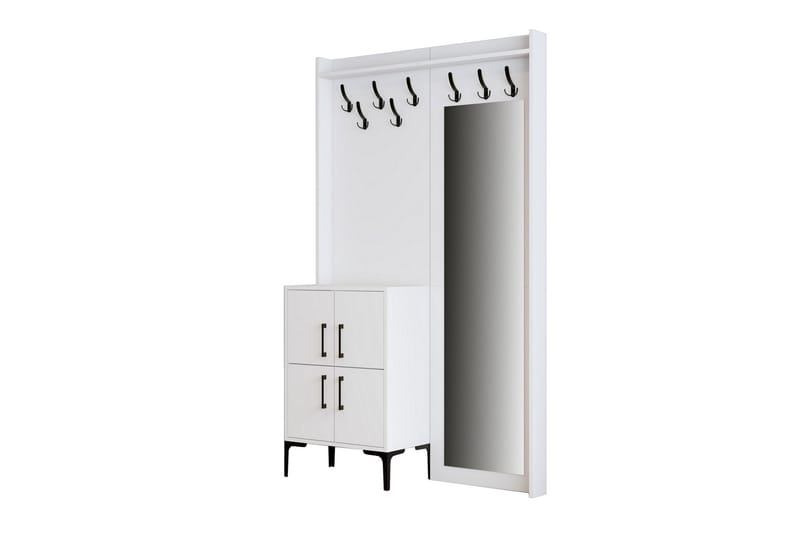 Retzow Hall møbelsett 35x120 cm med speil - Hvit - Møbler - Gangmøbler - Møbelsett til gang & entre