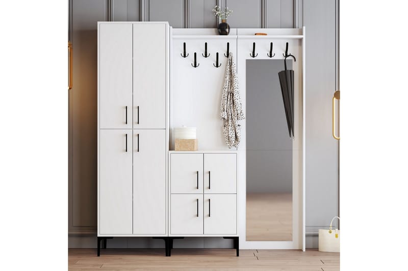 Retzow Hallmöbelset 35x180 cm - Hvit - Møbler - Gangmøbler - Møbelsett til gang & entre