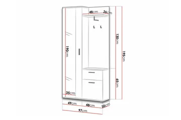 Rosehall møbelsett til entré 97x30 cm 195x - Møbler - Gangmøbler - Møbelsett til gang & entre