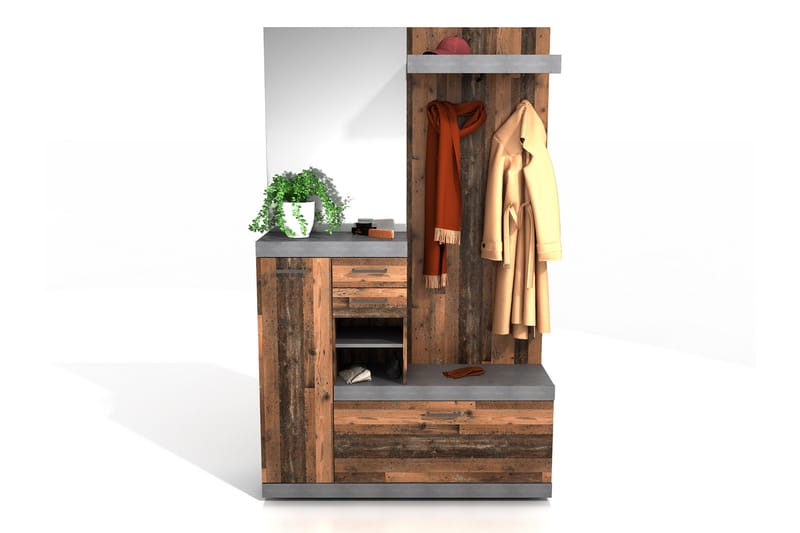 Samekia Garderobe 120 cm - Hvit/Grå - Møbler - Gangmøbler - Møbelsett til gang & entre