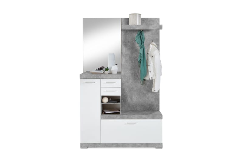 Samekia Garderobe 120 cm - Hvit/Grå - Møbler - Gangmøbler - Møbelsett til gang & entre