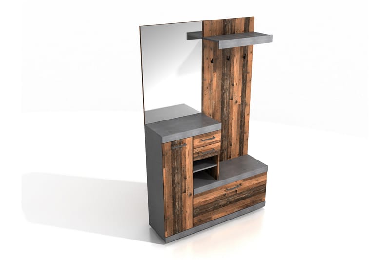 Samekia Garderobe 120 cm - Hvit/Grå - Møbler - Gangmøbler - Møbelsett til gang & entre