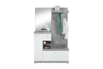 Samekia Garderobe 120 cm - Hvit/Grå - Møbler - Gangmøbler - Møbelsett til gang & entre