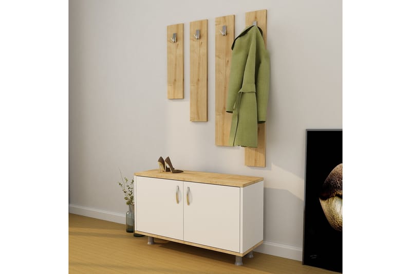 Sarisu Gangmøbelsett 50x100 cm - Natur/Hvit - Møbler - Gangmøbler - Møbelsett til gang & entre
