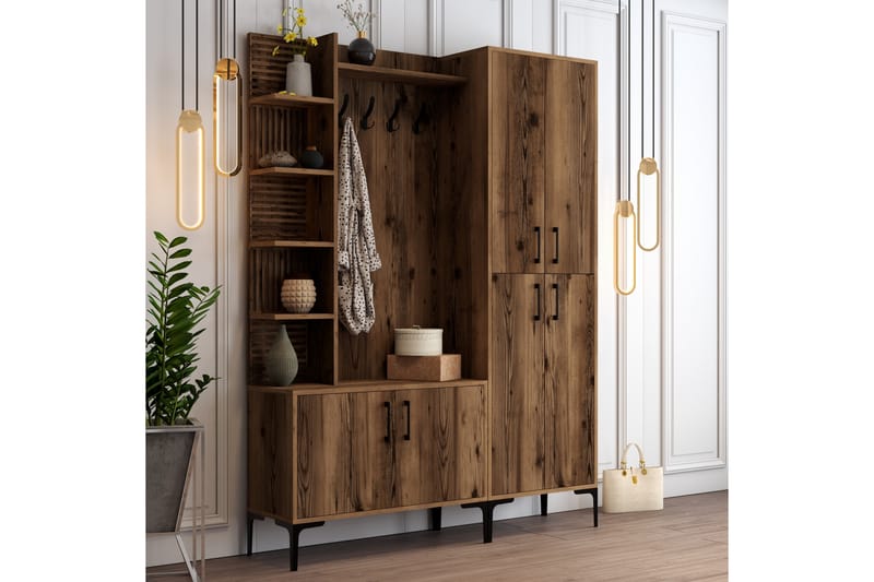 Schmida Gangmøbelsett 150 cm - Mørkebrun - Møbler - Gangmøbler - Møbelsett til gang & entre