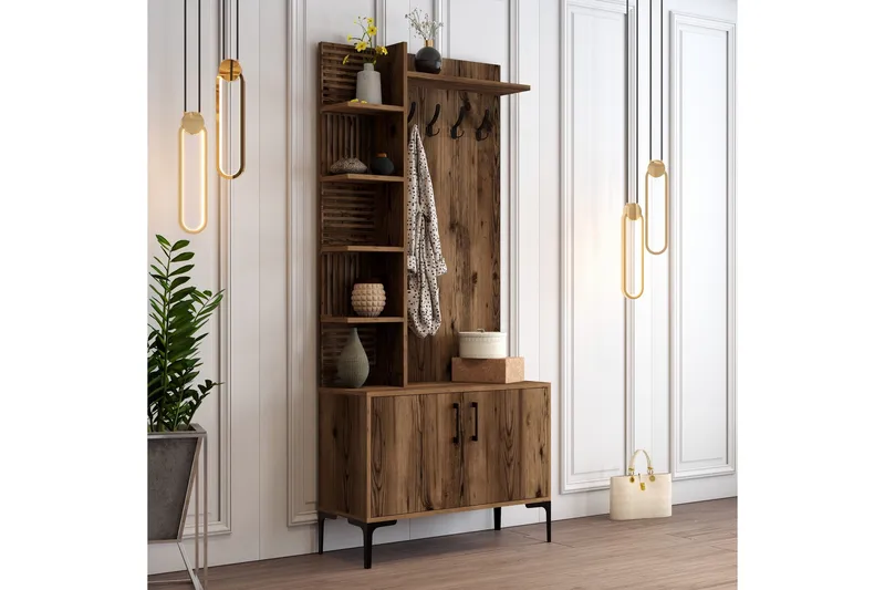 Schmida Gangmøbelsett 90 cm - Mørkebrun - Møbler - Gangmøbler - Møbelsett til gang & entre