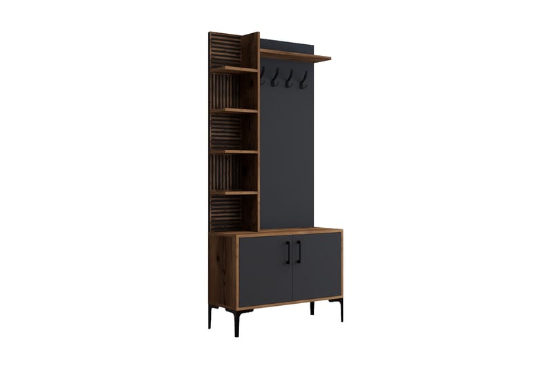 Schmida Gangmøbelsett 90 cm - Mørkebrun/Antrasitt - Møbler - Gangmøbler - Møbelsett til gang & entre