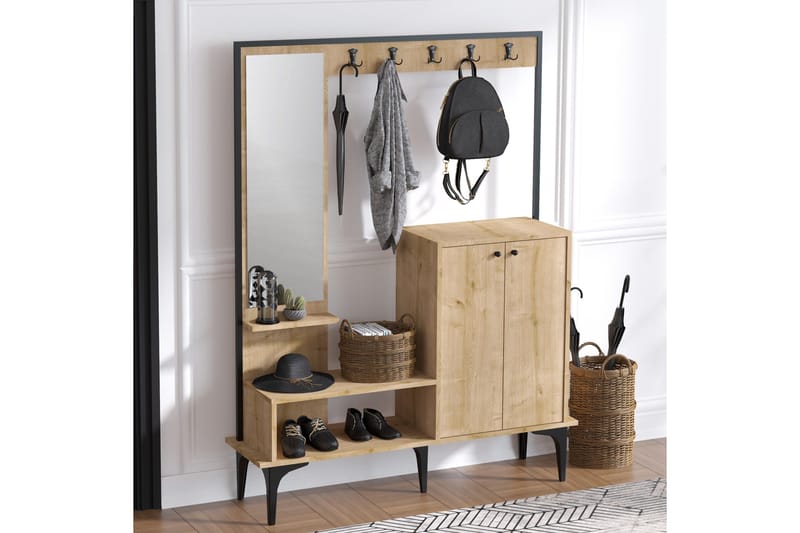 Yogsaes Gangmøbelsett 35x114 cm, Natur/Hvit