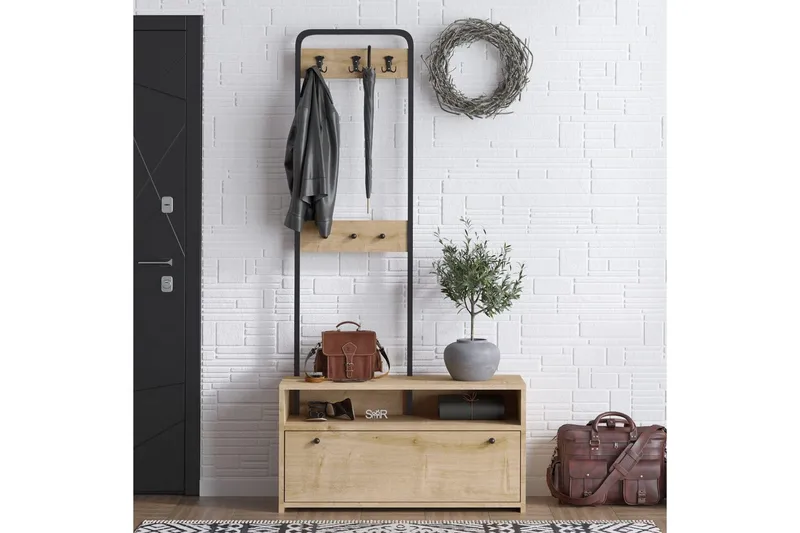 Orlis Entrémøbelsett - Valnøtt/Sort - Møbler - Gangmøbler - Møbelsett til gang & entre