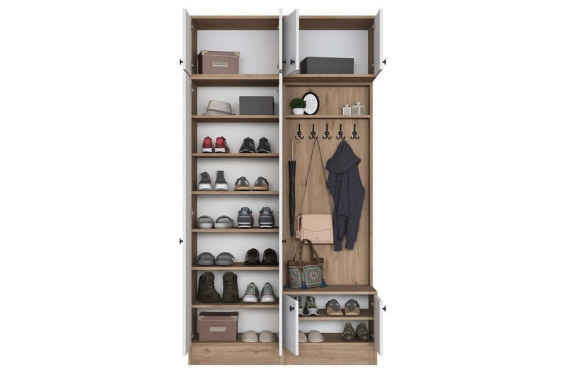 Quorra Entrémøbelsett - Valnøtt/Hvit - Møbler - Gangmøbler - Møbelsett til gang & entre