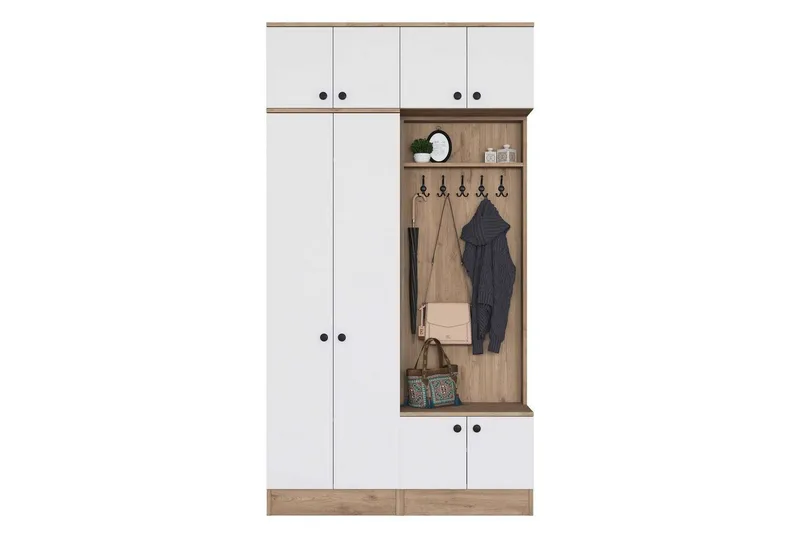 Quorra Entrémøbelsett - Valnøtt/Hvit - Møbler - Gangmøbler - Møbelsett til gang & entre