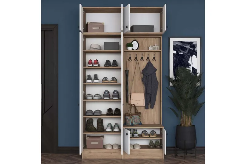 Quorra Entrémøbelsett - Valnøtt/Hvit - Møbler - Gangmøbler - Møbelsett til gang & entre