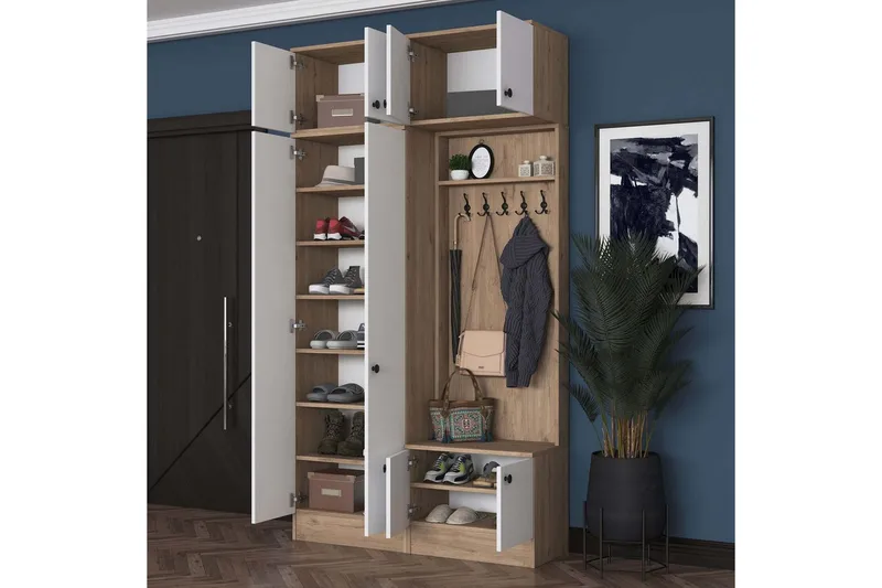 Quorra Entrémøbelsett - Valnøtt/Hvit - Møbler - Gangmøbler - Møbelsett til gang & entre