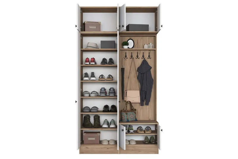 Quorra Entrémøbelsett - Valnøtt/Hvit - Møbler - Gangmøbler - Møbelsett til gang & entre