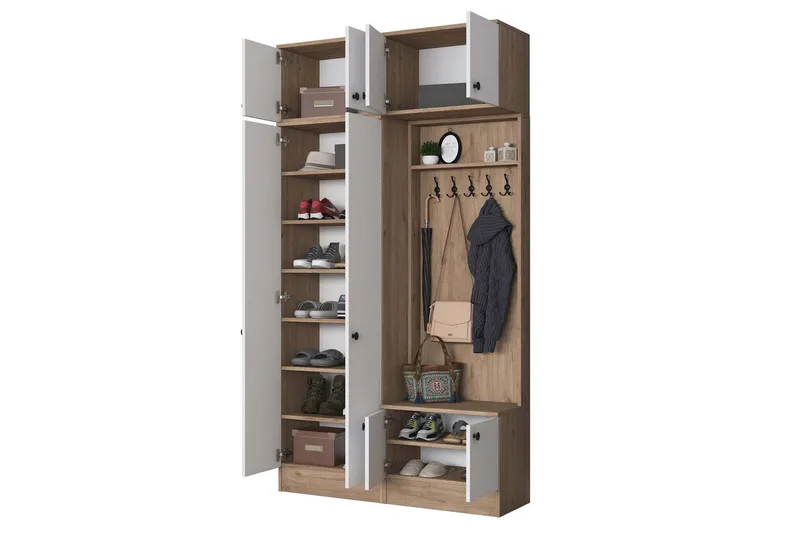 Quorra Entrémøbelsett - Valnøtt/Hvit - Møbler - Gangmøbler - Møbelsett til gang & entre