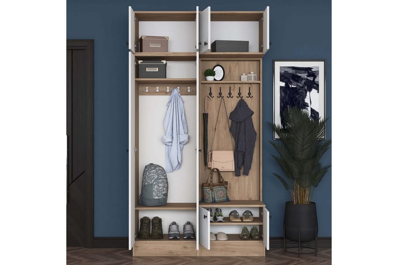 Quorra Entrémøbelsett - Valnøtt/Hvit - Møbler - Gangmøbler - Møbelsett til gang & entre