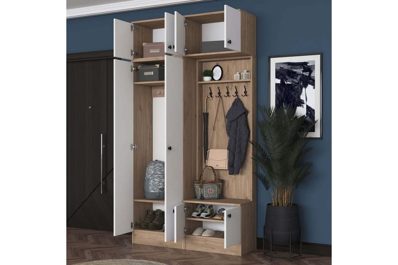 Quorra Entrémøbelsett - Valnøtt/Hvit - Møbler - Gangmøbler - Møbelsett til gang & entre