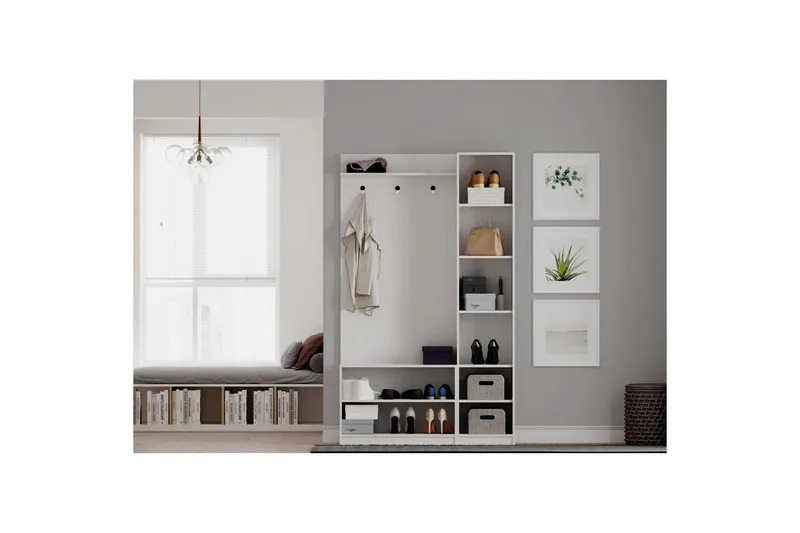 Vyros Entrémøbelsett - Matt Hvit - Møbler - Gangmøbler - Møbelsett til gang & entre