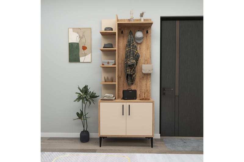 Windholm Hallmøbelsett - Beige/Lysfarget tre - Møbler - Gangmøbler - Møbelsett til gang & entre