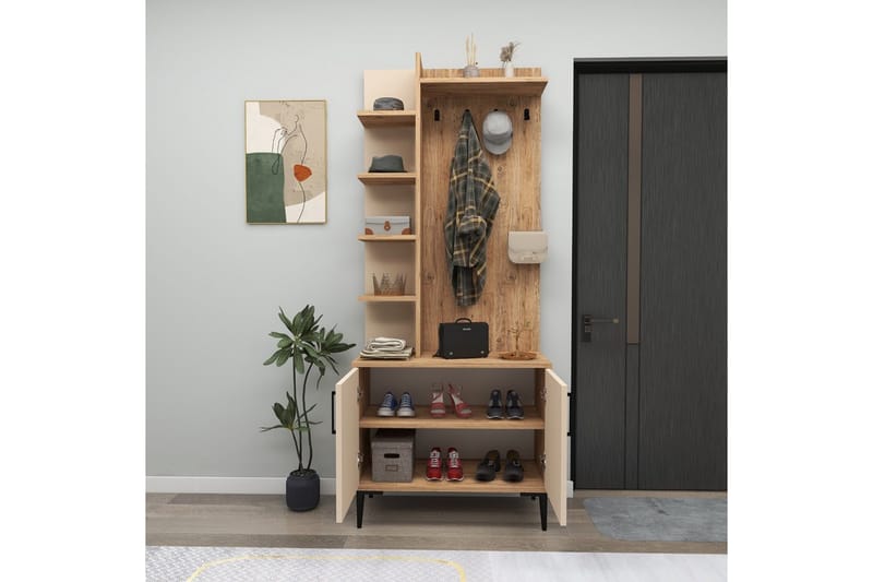 Windholm Hallmøbelsett - Beige/Lysfarget tre - Møbler - Gangmøbler - Møbelsett til gang & entre