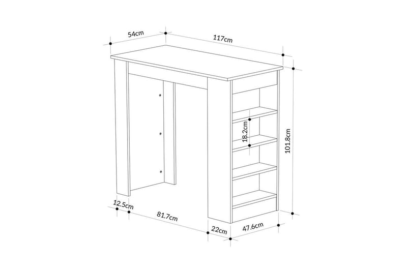 Luma barsett 117 cm - Mørkfarget tre - Møbler - Bord