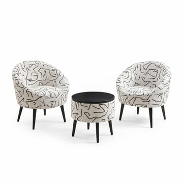 Ørelappstol- og salongbordsett (3 deler) Atelier Del Sofa Lida (75 x 100 x 42 cm) Svart hvit - Svart/hvit - Møbler - Møbelsett - Møbelsett til stue