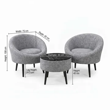Ørelappstol- og salongbordsett (3 deler) Atelier Del Sofa Lida Linen (75 x 100 x 42 cm) Grå - Møbler - Møbelsett - Møbelsett til stue