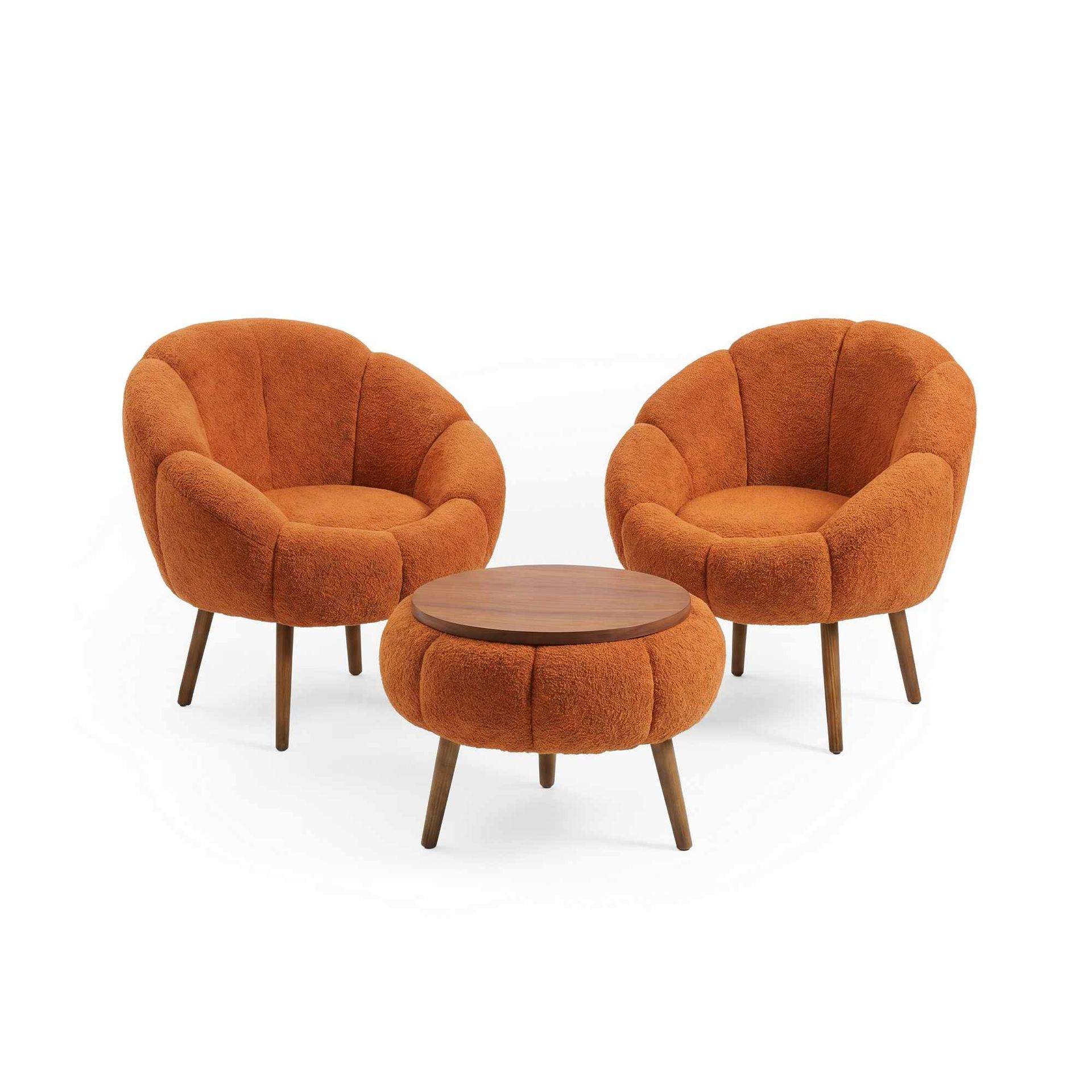 Ørelappstol- og salongbordsett (3 deler) Atelier Del Sofa Lida Wellsoft (75 x 100 x 42 cm) Oransje -