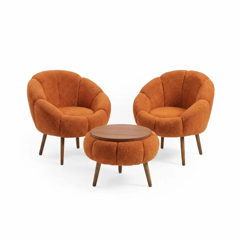 Ørelappstol- og salongbordsett (3 deler) Atelier Del Sofa Lida Wellsoft (75 x 100 x 42 cm) Oransje