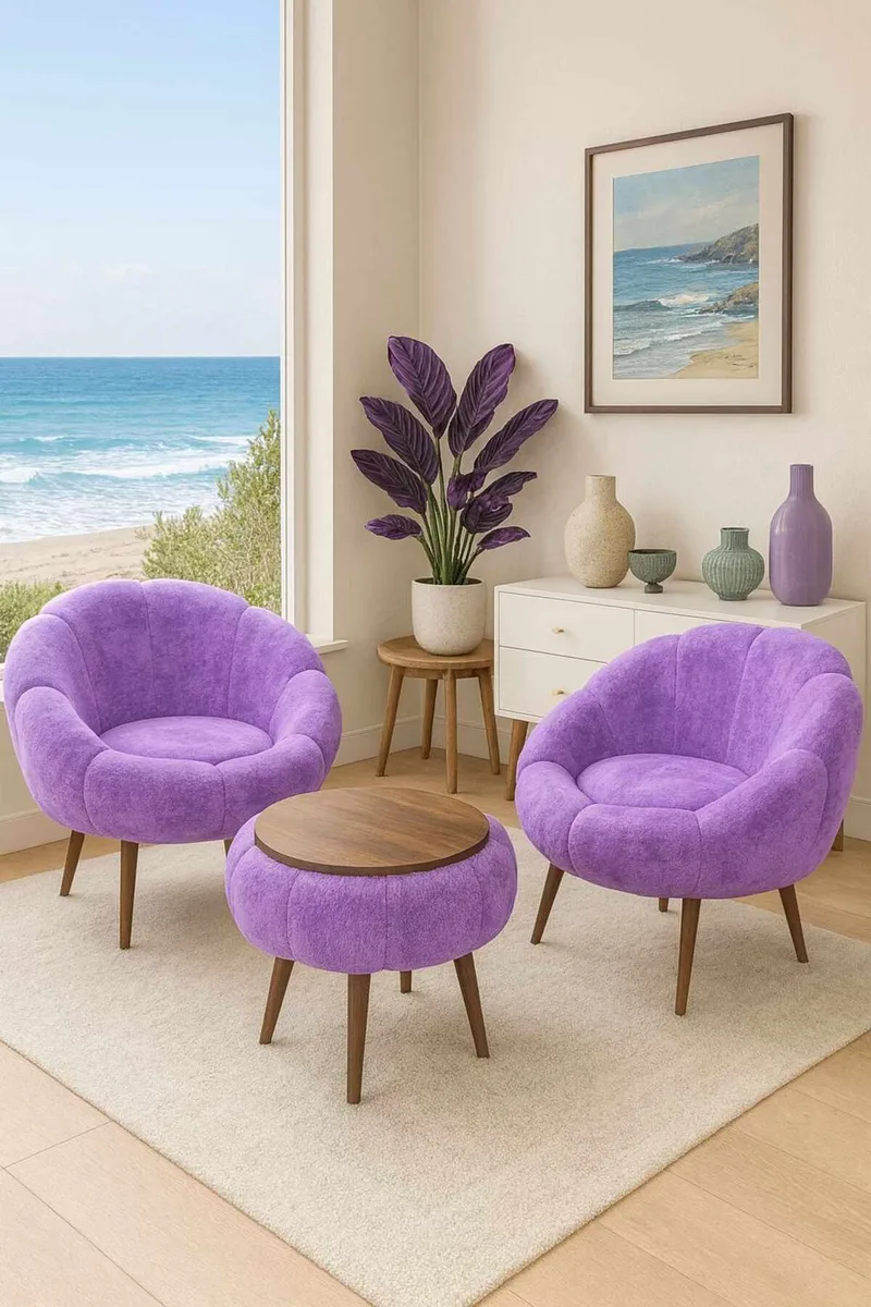 Ørelappstol- og salongbordsett (3 deler) Atelier Del Sofa Lida Wellsoft (75 x 100 x 42 cm) Syrin - Møbler - Møbelsett - Møbelsett til stue