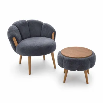 Ørelappstol- og salongbordsett (3 deler) Atelier Del Sofa Star (75 x 100 x 42 cm) Antrasitt - Antrasitt - Møbler - Møbelsett - Møbelsett til stue
