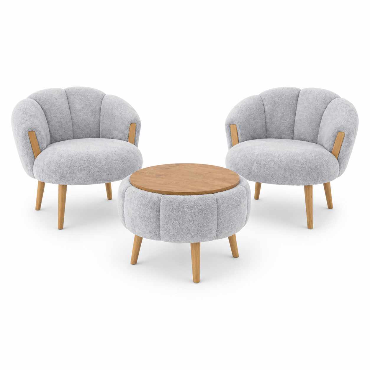 Ørelappstol- og salongbordsett (3 deler) Atelier Del Sofa Star (75 x 100 x 42 cm) Grå -