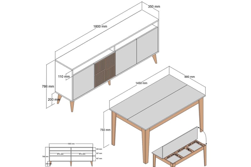 Lissione Møbelsett For Stue - Hanah Home - Møbler - Møbelsett - Møbelsett til stue