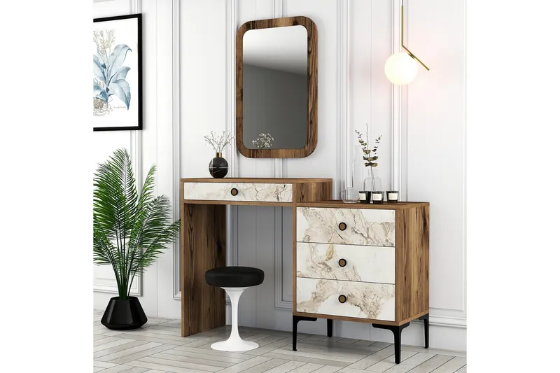 Ameias Møbelsett for Soverom Brun/Hvit - Hanah Home - Møbler - Møbelsett - Møbelsett til soverom